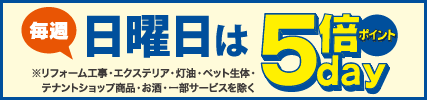 毎週日曜日ポイント5倍デー!