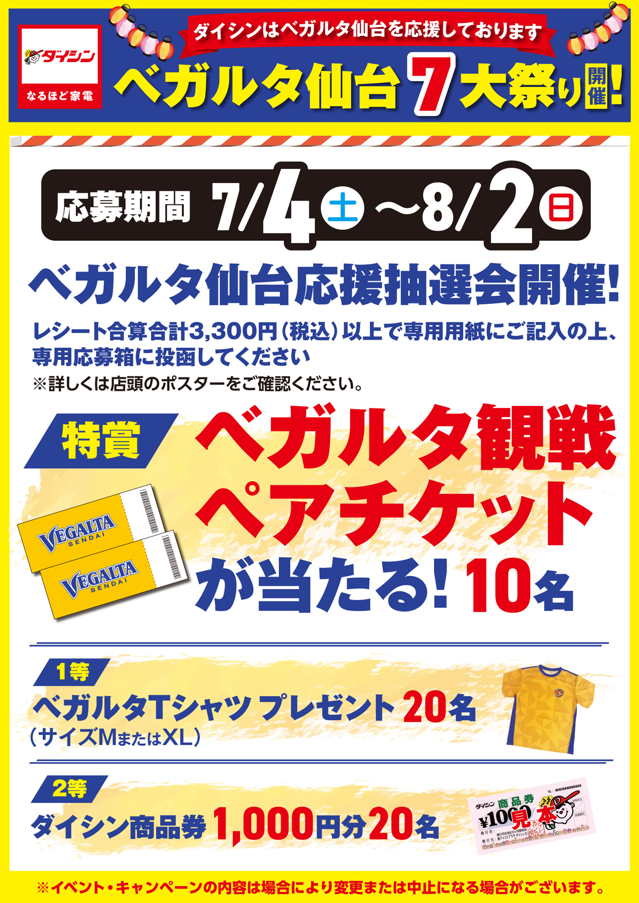 ベガルタ仙台7大祭り開催応援抽選会